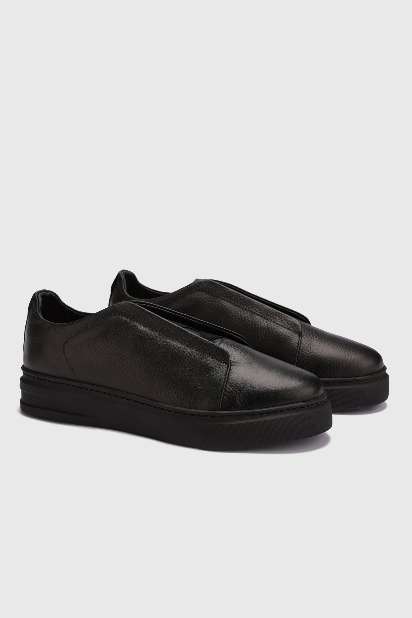 Natural Leather Slip On Sneakers