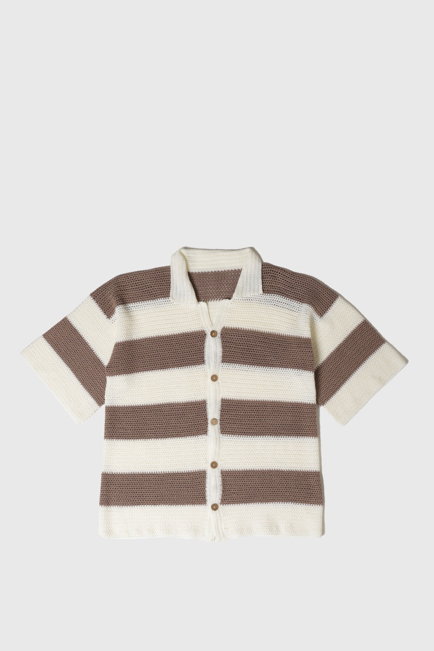 Premium Handmade Off-White/Brown Trichot Shirt