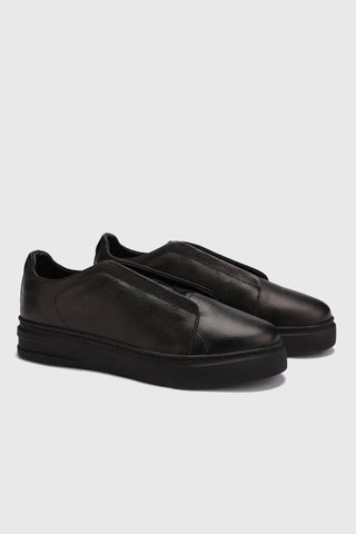 Natural Leather Slip On Sneakers