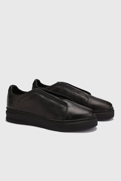 Natural Leather Slip On Sneakers