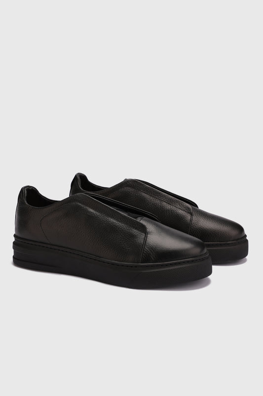 Natural Leather Slip On Sneakers